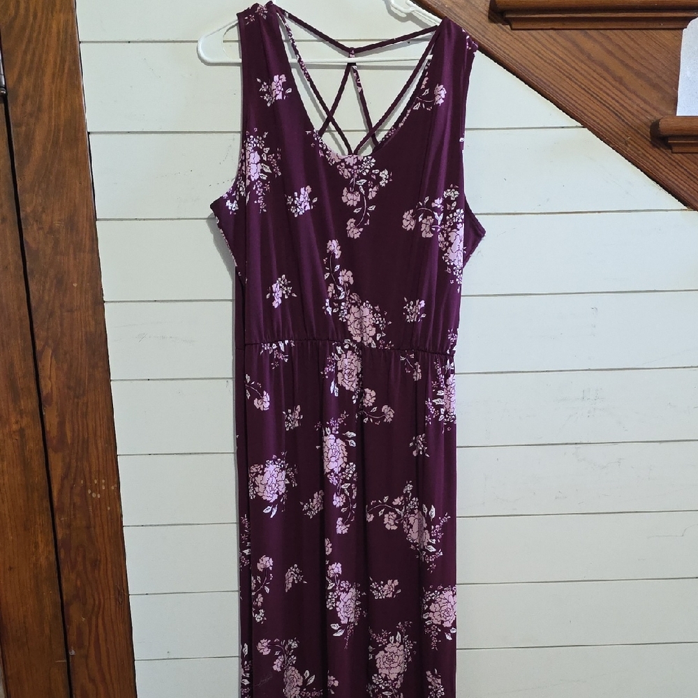 Floral Sleeveless Maxi Dress - Purple